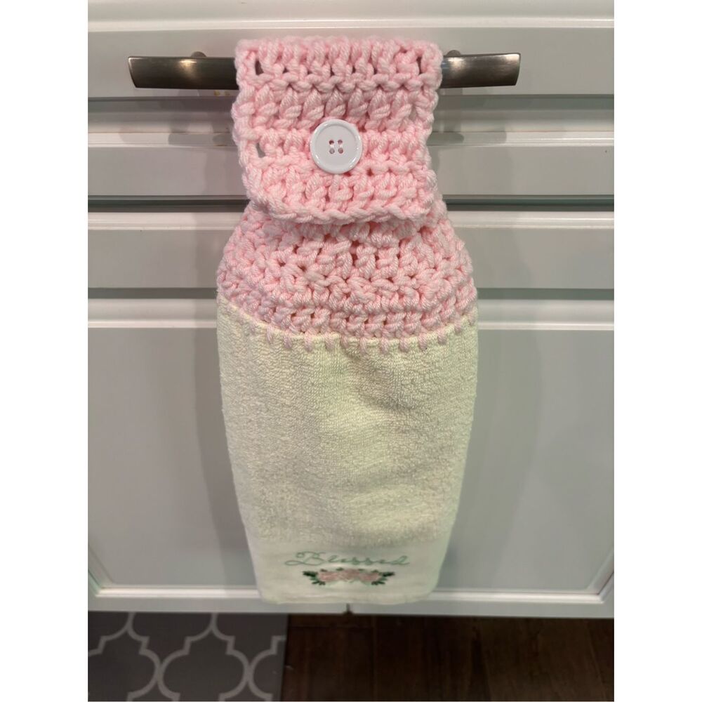 Crochet Top Kitchen Towel-Blessed
